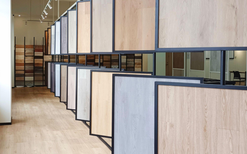 Sample showroom of a flooring factory