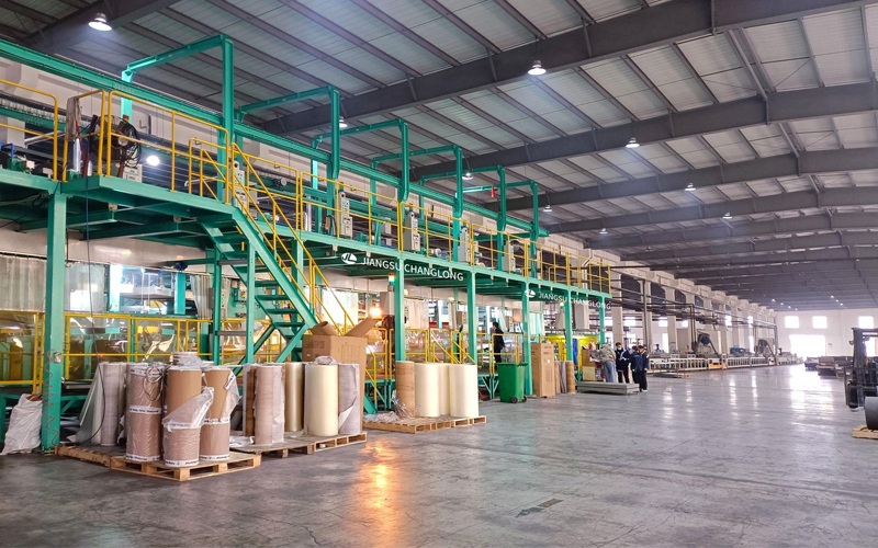  Imported lamination line in the vinyl flooring factory